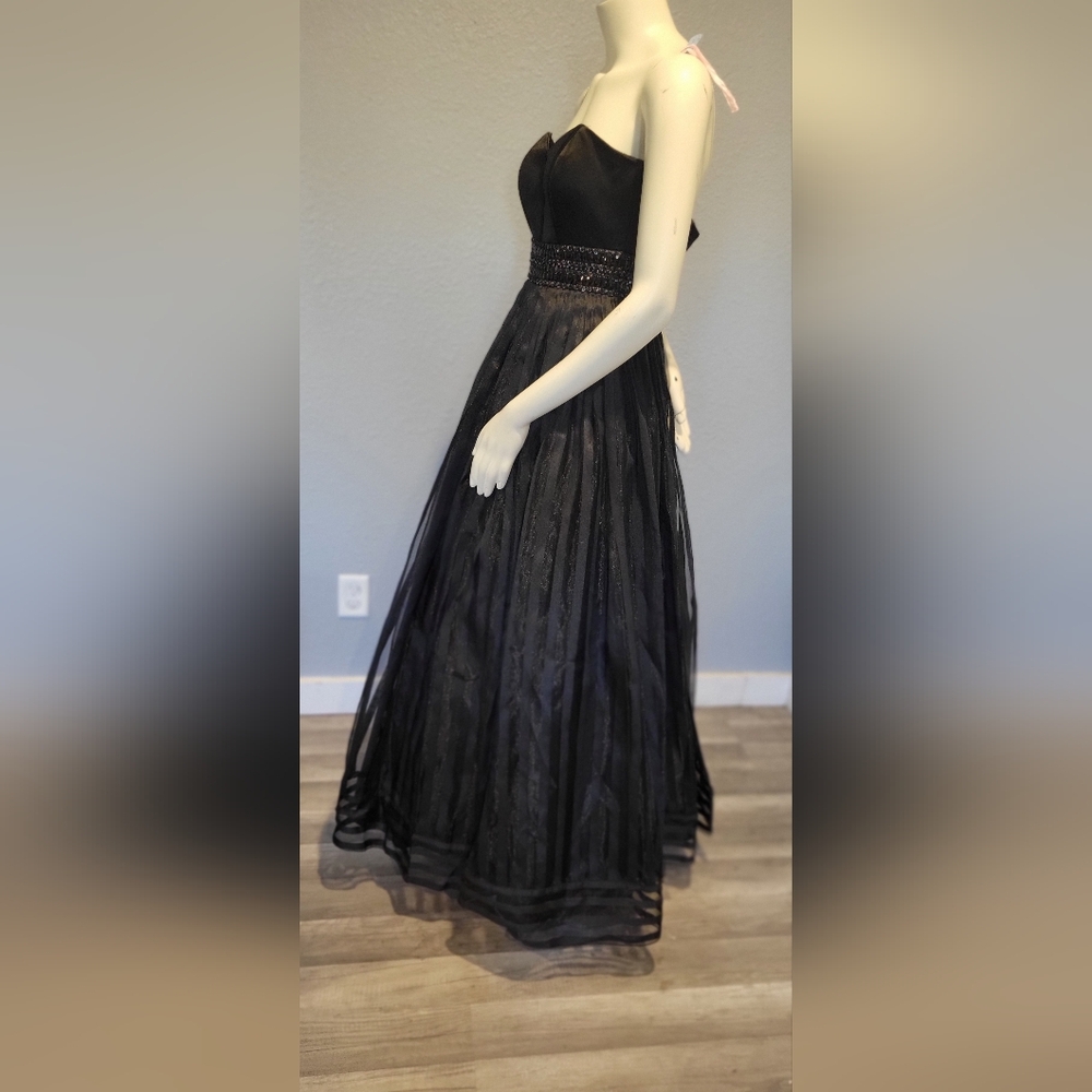 Rachel Allan Black Strapless Gown With Corset And Bra 3 Layer Size 2 - Picture 9 of 16